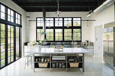 stainless steel kitchen cabinets in contemporary kitchen