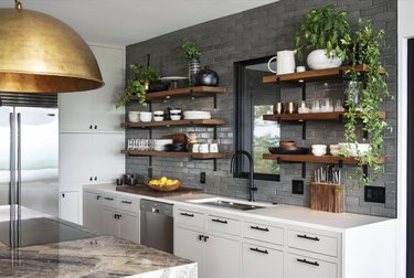Gray Backsplash kitchen Idea by Dichotomy Interiors