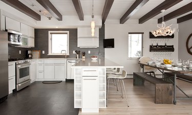 Gray Backsplash Kitchen Idea by Dichotomy Interiors
