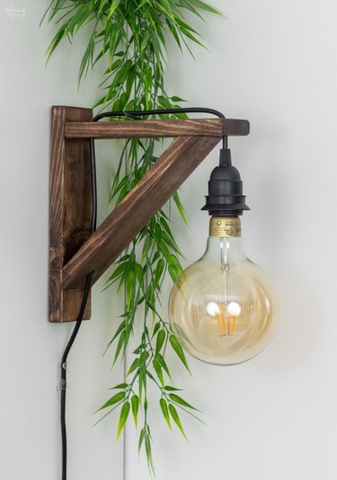 farmhouse DIY idea with corbel sconce with Edison lightbulb