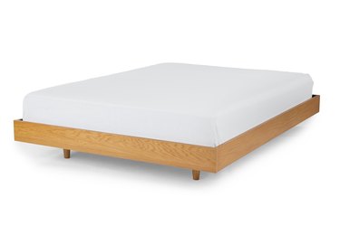 wood bed frame with mattress