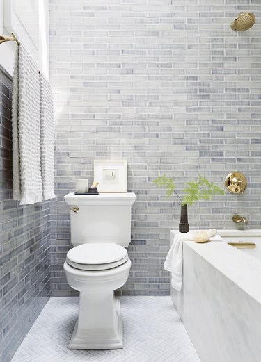 gray shower tile ideas emily henderson