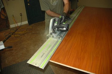 Cut plyood with circular saw.