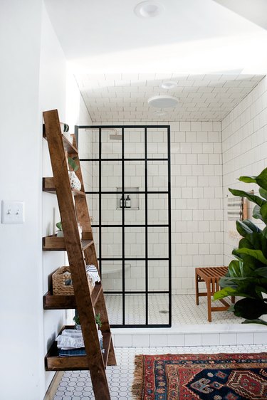 open shower with crittall shower screen