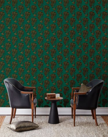 green and brown wallpaper with pipe and smoke