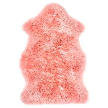 pink sheepsking rug