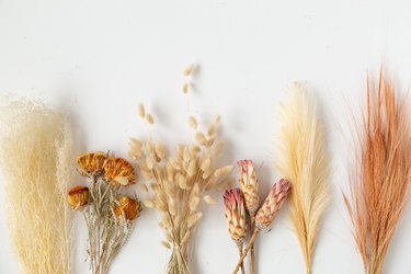 Dried grass and flowers for wedding centerpiece