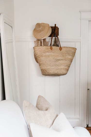 Detail shot of basket, hats and molding