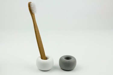 decorative accent concrete toothbrush holder
