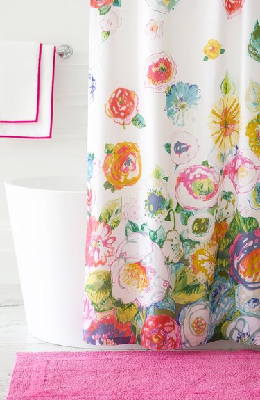 floral fabric shower curtain