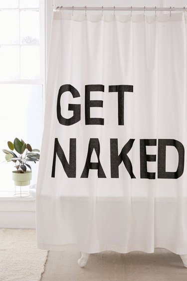 shower curtain with text