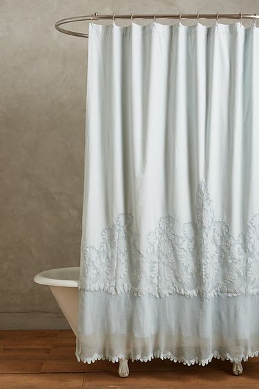 lace shower curtain with embroidery