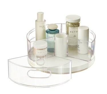 Clear plastic lazy susan with removal sections.