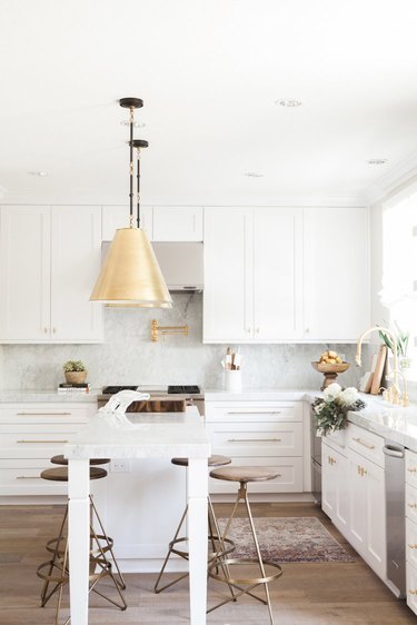 White and gold transitional kitchen