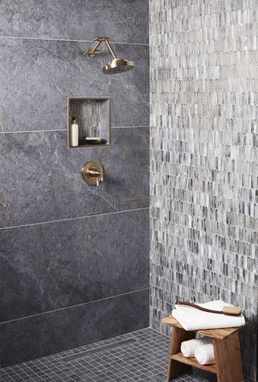 Glass tile bathroom idea in the shower