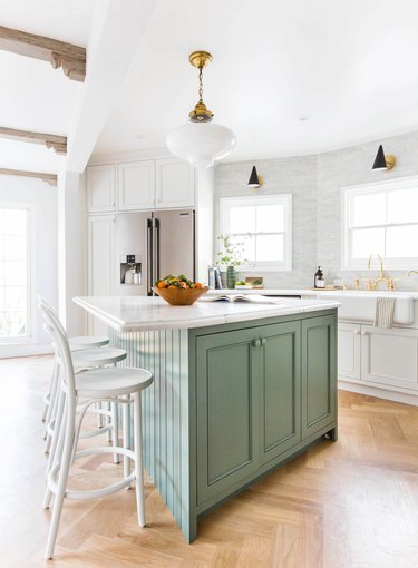 transitional kitchen ideas with green island