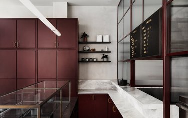 red kitchen cabinets