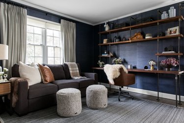 navy walls comfortable living room