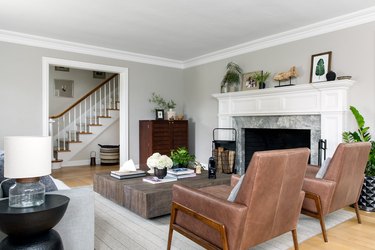 leather seats in farmhouse living room