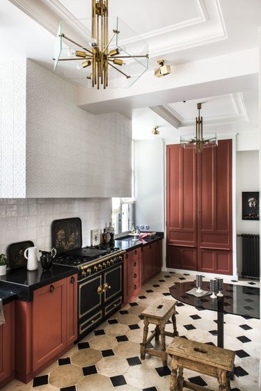 red kitchen cabinets