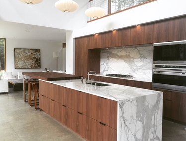 modern kitchen with wood island