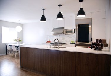 modern kitchen with wood island