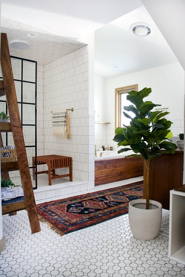 Bathroom with vintage rug