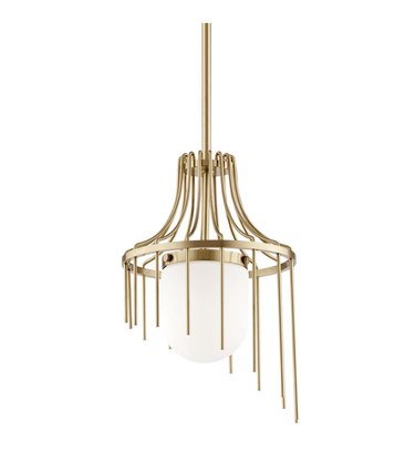 Art deco lighting with globe-style bulb and brass, linear details