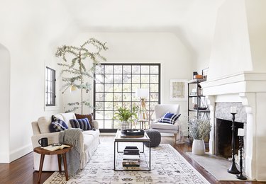 traditional living room with neutral palette