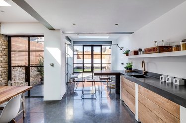 polished concrete kitchen with extra thick countertops