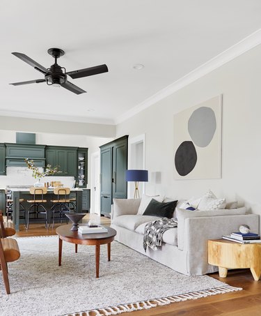 traditional living room with wall art