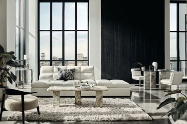 white and black minimalist living room