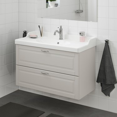 IKEA modern bathroom vanity with double drawers