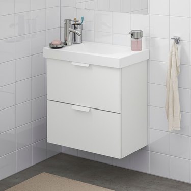 small bathroom vanity with double drawers