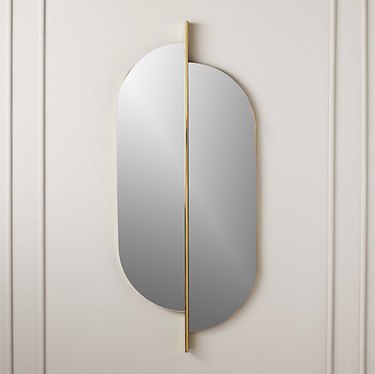 Brass Art Deco wall mirror
