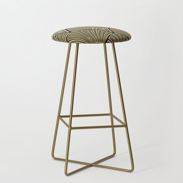 Bar stool with scalloped Art Deco upholstery