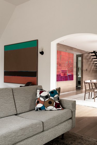 Modern living room with art