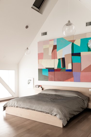 Bedroom with large scale art