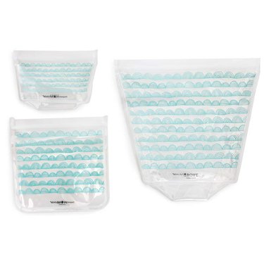 clear and light blue reusable bags