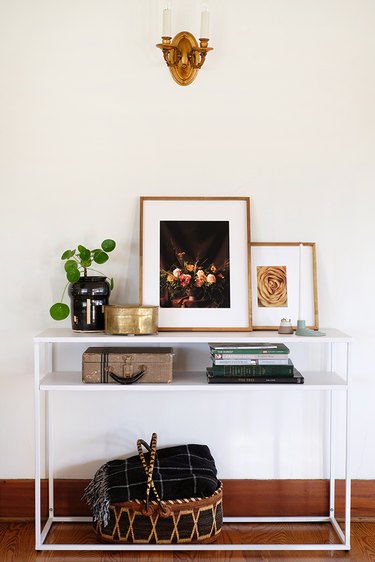 Framed floral prints.