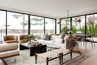 boho coastal living room with pared down earth tone living room
