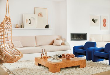 blue chairs in living room