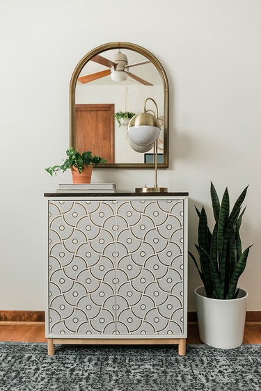 Add color and pattern to a plain IKEA cabinet using this DIY tutorial.
