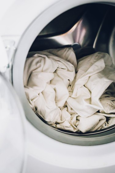 White sheets in washing machine