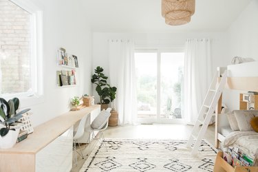 Kids bedroom with white walls