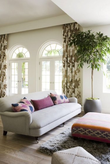 living room curtain idea patterned fabric