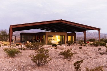 desert modern home with outer metal structure for shade