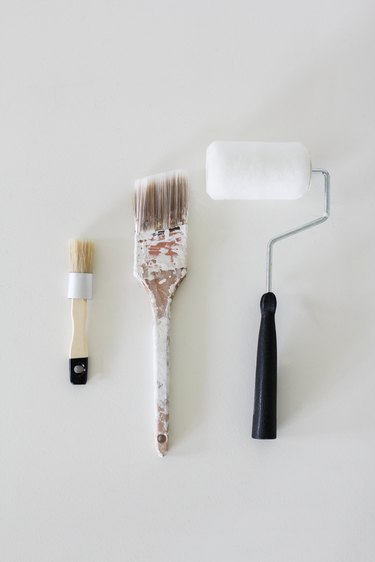 Chalk paint brush, flat brush and paint roller