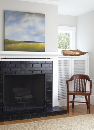 black painted fireplace