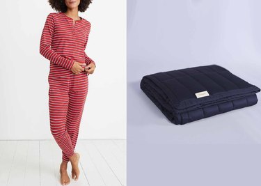 casper blanket/marine layer pajamas